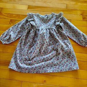 Zara Kids Floral Long Sleeve Dress Warm Sweatshirt Material size 3-4 winter fall